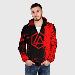 Ветровка с капюшоном мужская Linkin park краски всплеск текстура, цвет: 3D-черный — фото 2