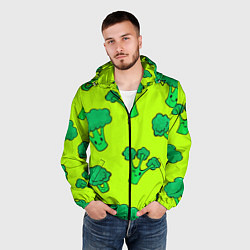 Ветровка с капюшоном мужская Желтый брокколи 2, цвет: 3D-черный — фото 2