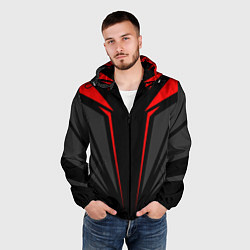 Ветровка с капюшоном мужская Sport uniform - red, цвет: 3D-черный — фото 2