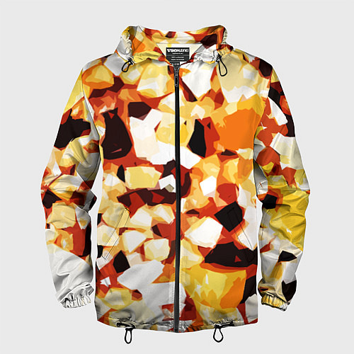 Мужская ветровка Жёлто-белая абстракция на чёрном фоне / 3D-Черный – фото 1
