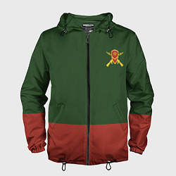 Ветровка с капюшоном мужская Мотострелковые войска: герб со щитом, цвет: 3D-черный