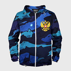 Ветровка с капюшоном мужская Камуфляж с гербом РФ, цвет: 3D-белый