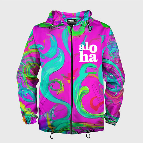 Мужская ветровка Abstract floral pattern - aloha / 3D-Черный – фото 1