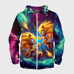 Ветровка с капюшоном мужская Битва Соника и Шэдоу в космосе в фильме, цвет: 3D-белый