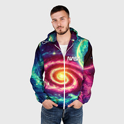 Ветровка с капюшоном мужская Spiral galaxy - neon glow, цвет: 3D-белый — фото 2