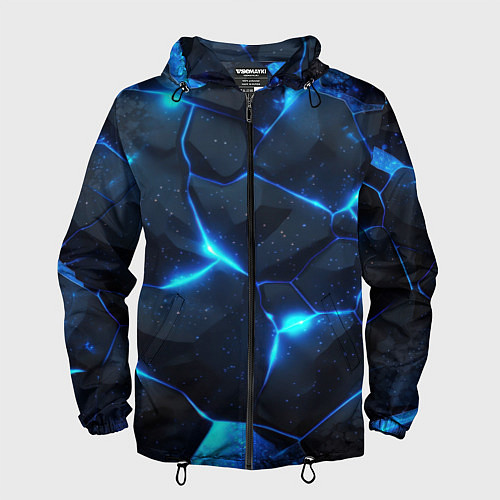 Мужская ветровка Неоновый синий свет из плит / 3D-Черный – фото 1