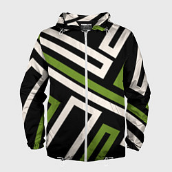 Мужская ветровка Прямоугольники по диагонали-зеленый, черный