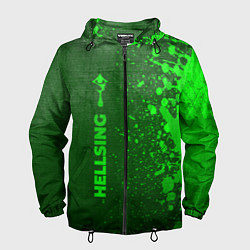 Ветровка с капюшоном мужская Hellsing - green gradient по-вертикали, цвет: 3D-черный