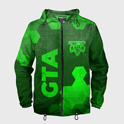 Ветровка с капюшоном мужская GTA - green gradient вертикально, цвет: 3D-черный