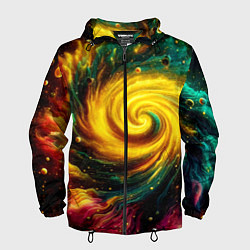 Ветровка с капюшоном мужская Neon space - ai art fantasy, цвет: 3D-черный