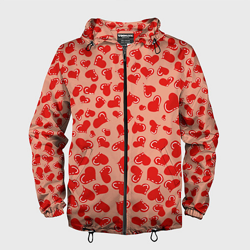 Мужская ветровка Сердца любви / 3D-Черный – фото 1