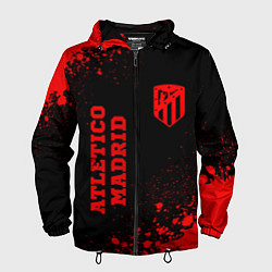 Ветровка с капюшоном мужская Atletico Madrid - red gradient вертикально, цвет: 3D-черный