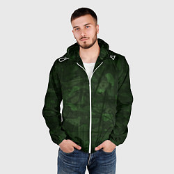 Ветровка с капюшоном мужская Абстракция - strange camouflage, цвет: 3D-белый — фото 2