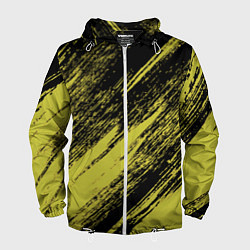 Ветровка с капюшоном мужская The color is black and yellow, цвет: 3D-белый