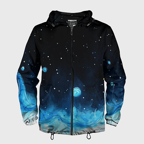Мужская ветровка Синяя светящееся краска / 3D-Черный – фото 1
