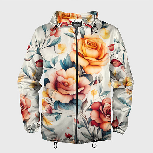 Мужская ветровка Паттерн с переплетением цветов / 3D-Черный – фото 1