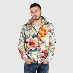 Ветровка с капюшоном мужская Паттерн с переплетением цветов, цвет: 3D-черный — фото 2