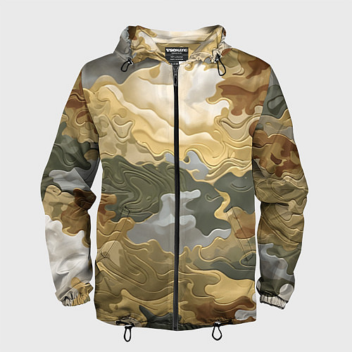 Мужская ветровка Золотистый камуфляж / 3D-Черный – фото 1