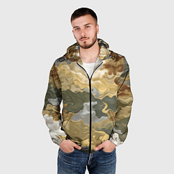 Ветровка с капюшоном мужская Золотистый камуфляж, цвет: 3D-черный — фото 2