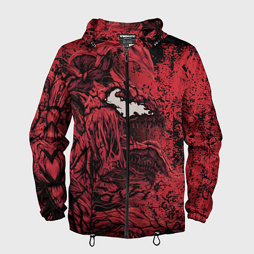Мужская ветровка Красный веном текстура Карнажа / 3D-Черный – фото 1
