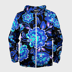 Ветровка с капюшоном мужская Хохлома негатив, цвет: 3D-белый