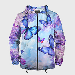 Мужская ветровка Бабочки и сирень - нежная голубая живопись