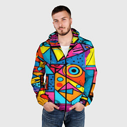 Ветровка с капюшоном мужская Кислая геометрия, цвет: 3D-черный — фото 2
