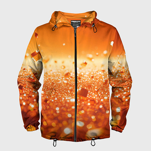 Мужская ветровка Оранжевые блестящие частицы текстура / 3D-Черный – фото 1