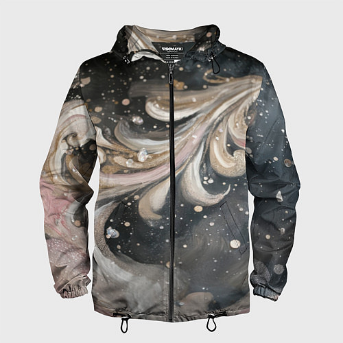 Мужская ветровка Бежевый объемный узор / 3D-Черный – фото 1