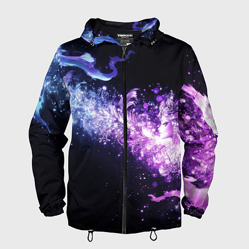 Мужская ветровка Фиолетово-синяя абстрактная волна / 3D-Черный – фото 1