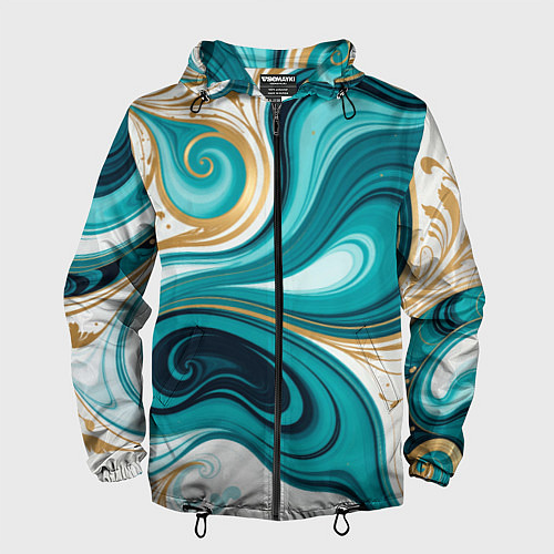 Мужская ветровка Бирюза и золото / 3D-Черный – фото 1