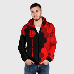 Ветровка с капюшоном мужская League of Legends - red gradient по-вертикали, цвет: 3D-черный — фото 2