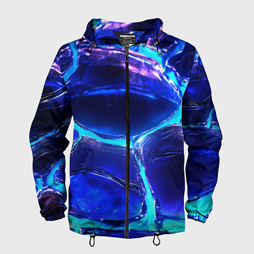 Мужская ветровка Объемные плиты в неоновом свечение / 3D-Черный – фото 1