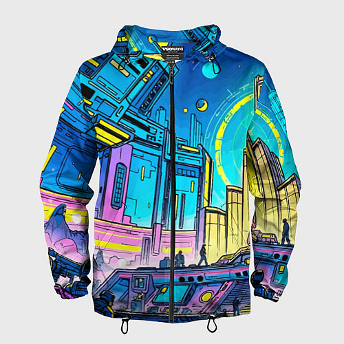 Мужская ветровка Космический город / 3D-Черный – фото 1