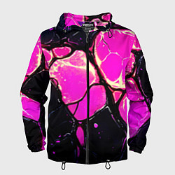 Ветровка с капюшоном мужская Розовые пятна в текстуре, цвет: 3D-черный