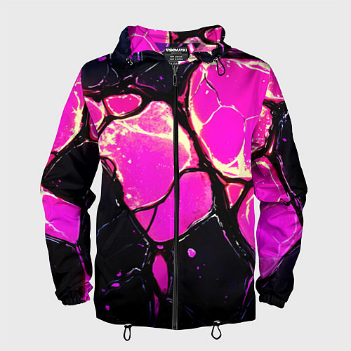 Мужская ветровка Розовые пятна в текстуре / 3D-Черный – фото 1