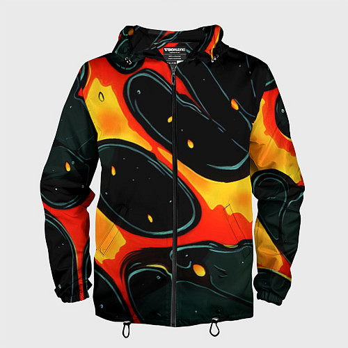Мужская ветровка Оранжевые разломы текстура / 3D-Черный – фото 1