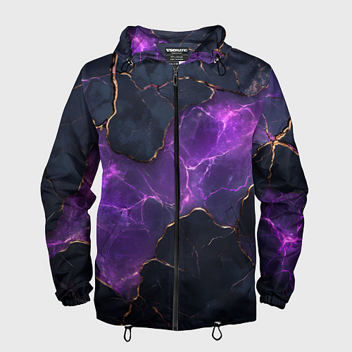 Мужская ветровка Фиолетовый разлом с молниями / 3D-Черный – фото 1