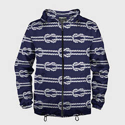 Ветровка с капюшоном мужская Морские канаты, цвет: 3D-черный