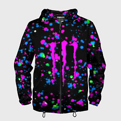 Ветровка с капюшоном мужская Monster energy неоновые краски, цвет: 3D-черный