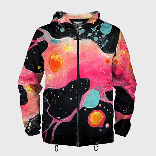 Мужская ветровка Розовая текстура в черном / 3D-Черный – фото 1