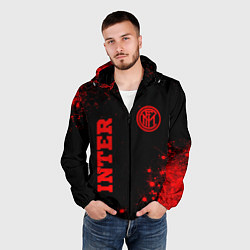 Ветровка с капюшоном мужская Inter - red gradient вертикально, цвет: 3D-черный — фото 2