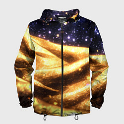 Ветровка с капюшоном мужская Золотая текстура и синее небо, цвет: 3D-черный