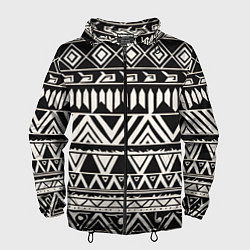 Мужская ветровка Черно белый орнамент в этническом стиле