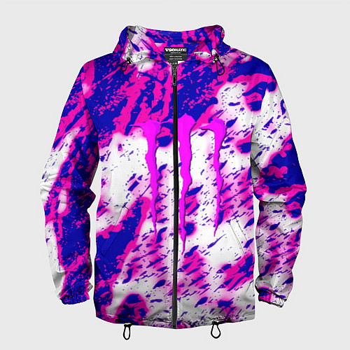 Мужская ветровка Monster energy краски гранж / 3D-Черный – фото 1