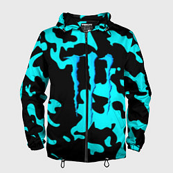 Ветровка с капюшоном мужская Monster energy камуфляж голубой, цвет: 3D-черный