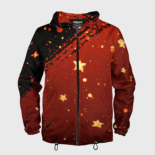 Мужская ветровка Золотые звездочки на коричневой текстуре / 3D-Черный – фото 1
