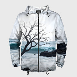 Ветровка с капюшоном мужская Дерево в море, цвет: 3D-черный