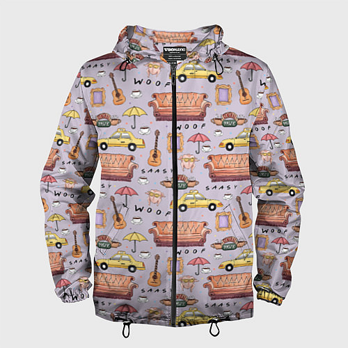 Мужская ветровка Друзья - паттерн / 3D-Черный – фото 1