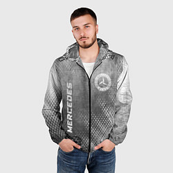 Ветровка с капюшоном мужская Mercedes - grey gradient вертикально, цвет: 3D-черный — фото 2